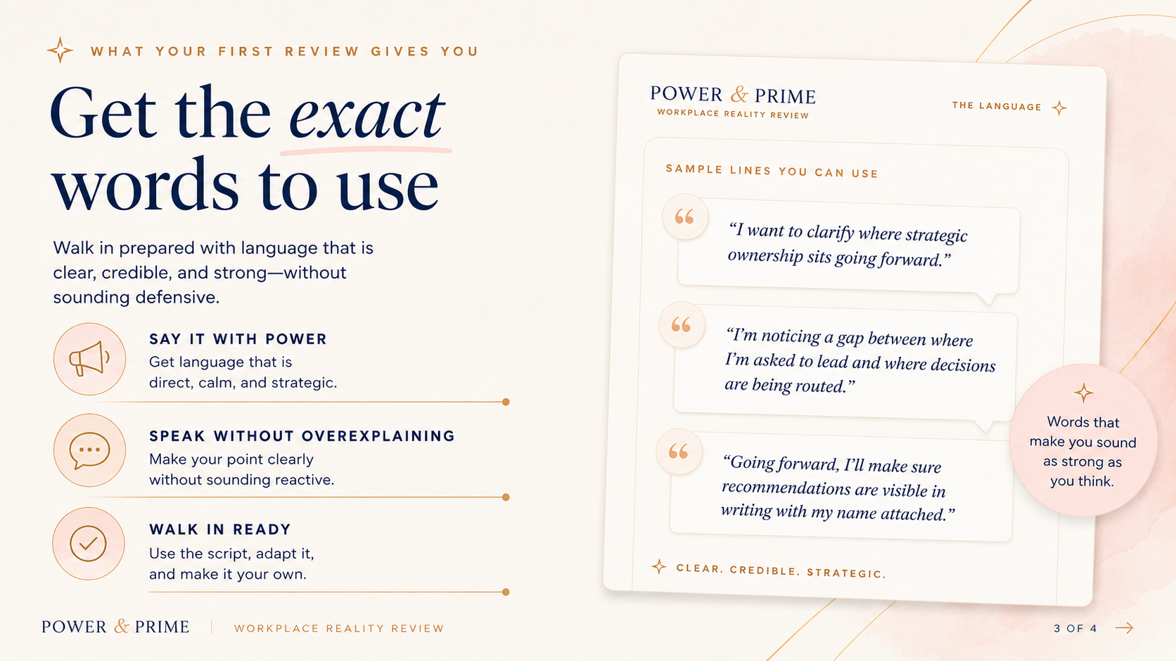 Get the exact words to use — sample lines you can use.